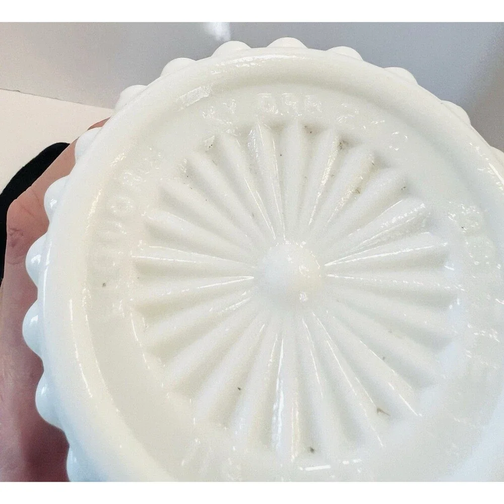 Vintage Jim Beam Milk Glass Decanter w Stopper | Scroll Grape Pattern